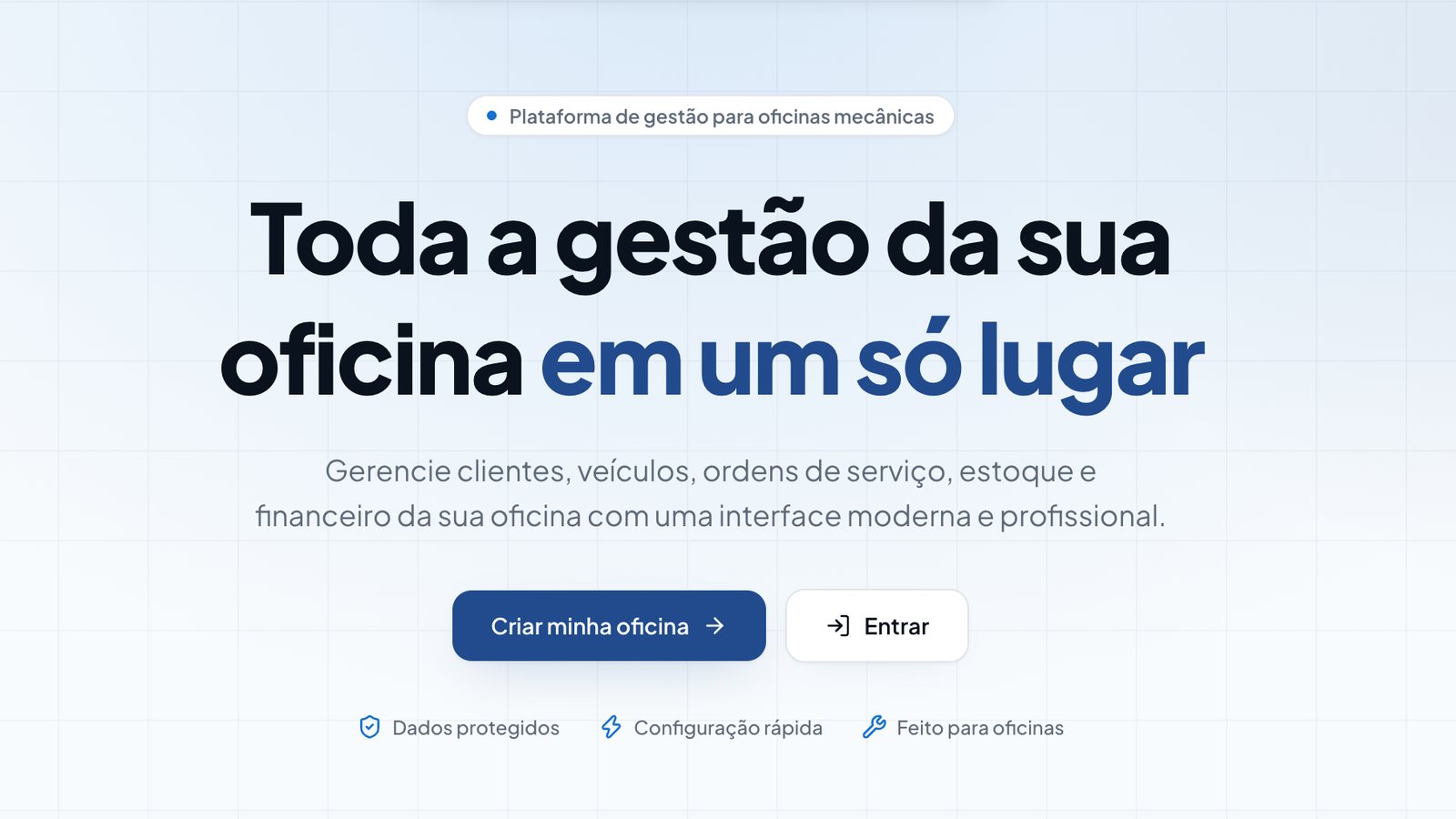 Página inicial do site OficinaPro